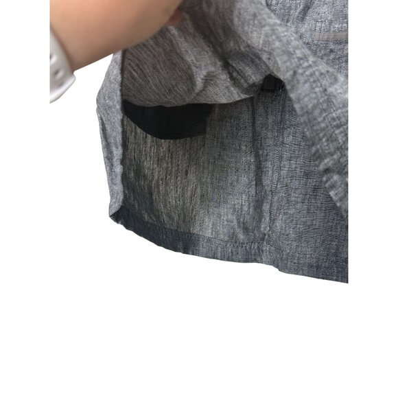 Max Studio 100% Linen Charcoal Gray Drawstring Mini Skirt w/ Pockets Size Medium - Picture 5 of 8